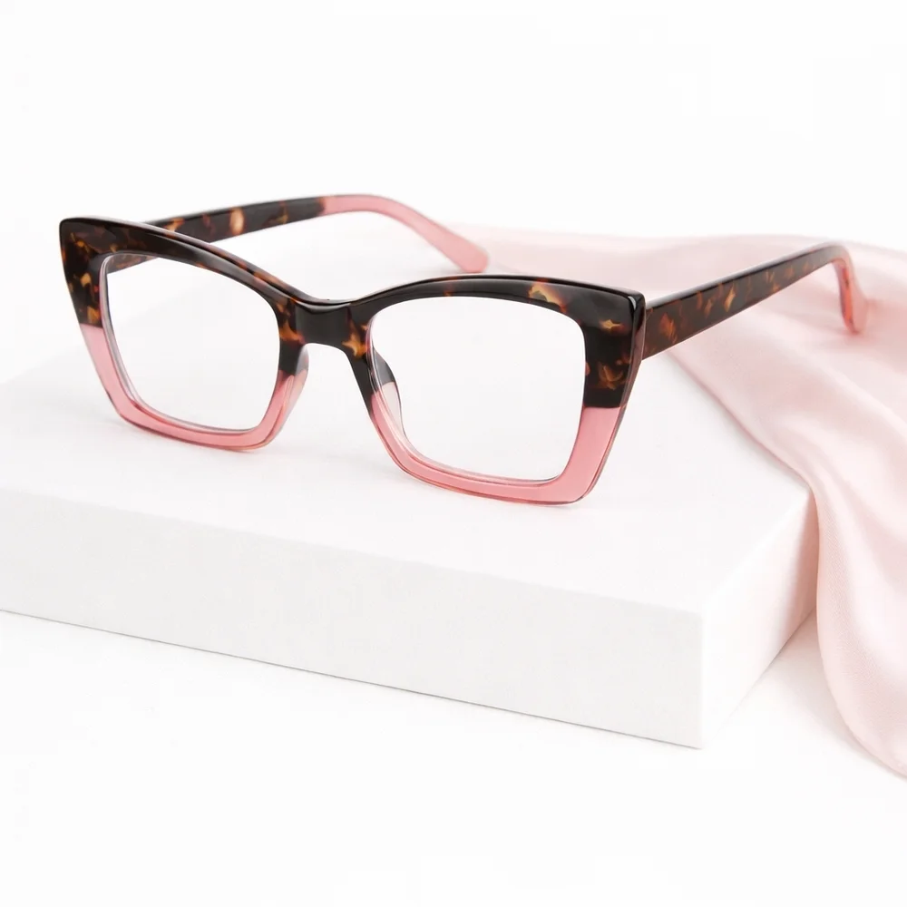 +2.50 Oversized Square Tortoise & Blush Pink Frame Readers Glasses
